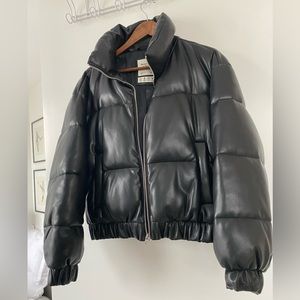Abercrombie and Fitch black leather puffer. Like new!